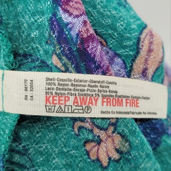 Free People Womens Teal Tropical Floral Chemise Slip Dress Size S.P - Picture 9 of 11